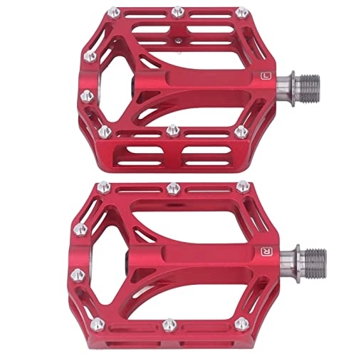 Mountain Bike Pedal : Metal Bike Pedals, High Hardness Alloy Road Bike Pedals 1 Pair Waterproof with Slip Resistant Nails for Mountain Bike for BMX Bike(Red)