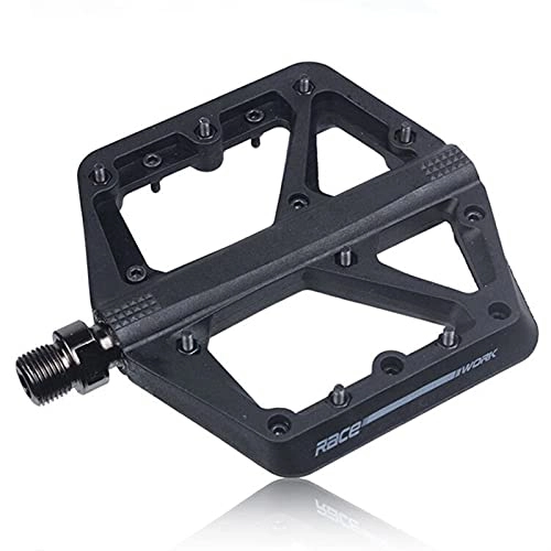 Mountain Bike Pedal : MJJCY density Bicycle Pedals Mtb Nylon Platform Footrest Flat Mountain Bike Paddle Grip Pedalen Bearings Footboards Cycling Foot Hold Spindle (Color : Black)