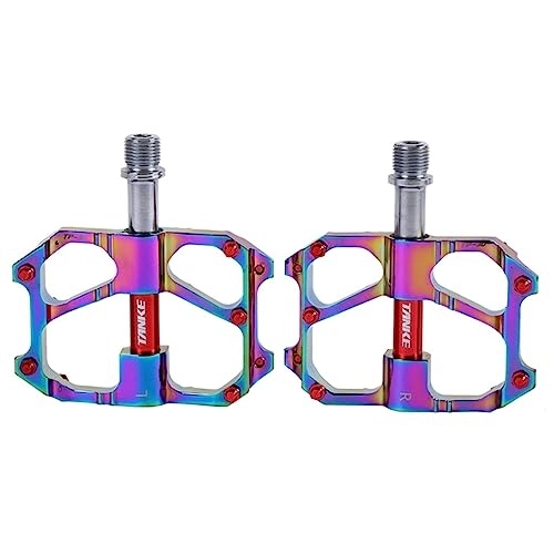 Mountain Bike Pedal : Mountain Bicycle Pedals 9 / 16" Road Bicycle Pedals Sealed Bearings Non-Slip CNC Aluminum Lightweight Cycling Pedal Fits For MTB BMX Road Bike (Color : Colorful)