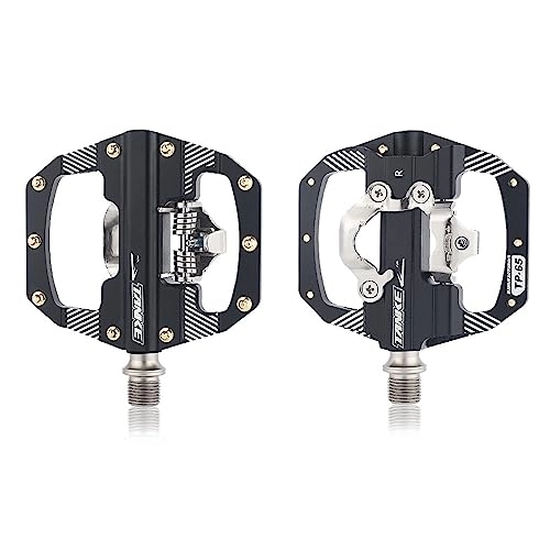 Mountain Bike Pedal : Mountain Bike Locking Pedals 9 / 16 Ultralight Aluminum CNC Pedals DU Sealed Bearing For SPD System Non-Slip Waterproof Wide Flat Pedals Riding Accessories