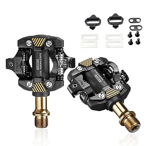 Mountain Bike Pedal : Mountain Bike Locking Pedals Ultra-light Self-locking DU Sealed Bearing Pedals Carbon Fiber SPD Pedals 9 / 16" For MTB Folding Bikes Road Bikes Pedals (Color : Gold)
