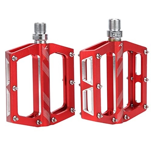 Mountain Bike Pedal : Mountain Bike Pedal Aluminum Alloy Bearings Pedal Bicycle Flat Pedal Adapter Parts with Cleats for MTB Travel Cyclocross Bikes (Red)