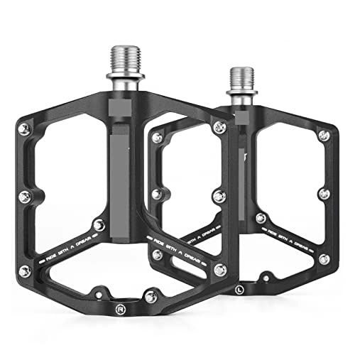 Mountain Bike Pedal : Mountain Bike Pedal Aluminum Alloy Enlarged And Widened Non-slip Pedal Bearing Pedal replace (Color : Black)