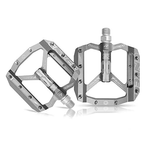 Mountain Bike Pedal : Mountain Bike Pedal, Aluminum Alloy T6 Tread, 12mm Chromium-molybdenum Steel Sealed DU Bearing, Cleats for Gripping, Wear-resistant and Corrosion-resistant (Silver)
