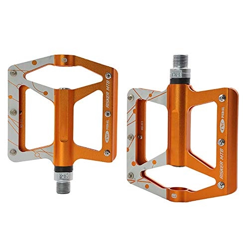 Mountain Bike Pedal : Mountain Bike Pedals Flat Bicycle Pedals 9 / 16 Lightweight Road Bike Pedals Carbon Fiber Sealed Bearing Flat Pedals for MTB WKY (Color : Orange)