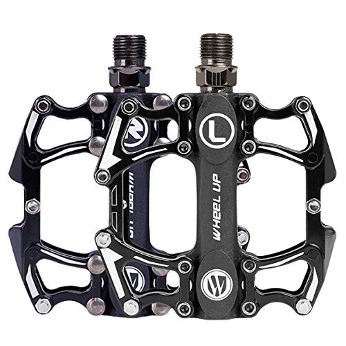 Mountain Bike Pedal : Mountain Bike Pedals, Metal Aluminum Alloy Flat Pedals with Ultral-Sealed Bearings Wide Platform Road Bike Pedals, Non-Slip Flat Pedals for 9 / 16