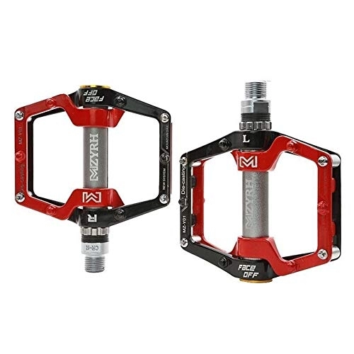 Mountain Bike Pedal : Mountain Bike Pedals, Road Bike Pedals Bicycle Pedal MTB Mountain Bike Pedals Aluminum Alloy CNC Bike Footrest Big Flat Ultralight Cycling Pedals On For Outdoor Sports (Color : Black Red)