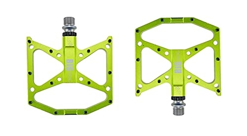 Mountain Bike Pedal : Mountain Bike Pedals, Road Bike Pedals Ultralight Flat Foot Mountain Bike Pedals MTB CNC Aluminum Alloy Sealed 3 Bearing Anti Slip Bicycle Pedals Bicycle Parts (Color : Green)
