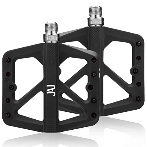 Mountain Bike Pedal : MTB Bicycle Pedals BMX Nylon Composite Bearing Mountain Bike Pedals Foot Platform Cycling Non-Slip 9 / 16" Sealed Bearing Lightweight Ultralight Bicycle Accessories, Black