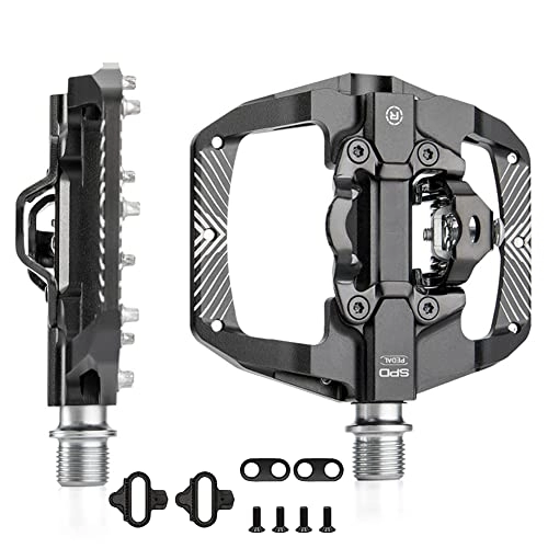 Mountain Bike Pedal : MTB Mountain Bike Pedals Compatible with Shimano SPD 9 / 16" Dual Function Bicycle Flat Platform Sealed Clipless Pedals with Cleats for Road Mountain Bike, Black