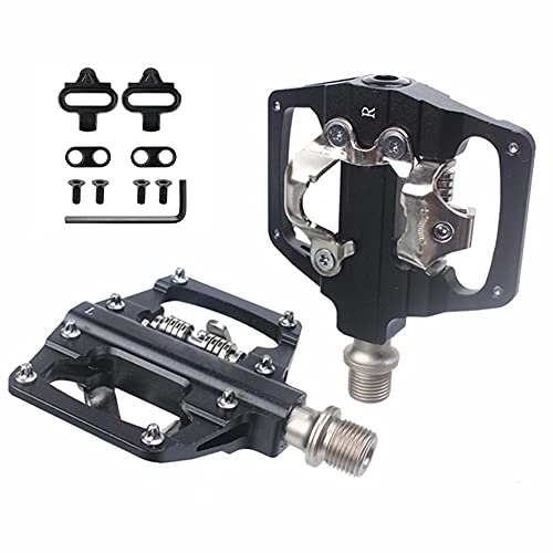 Mountain Bike Pedal : MTB Mountain Bike Pedals Compatible with Shimano SPD 9 / 16" Dual Function Platform Clipless Pedals and Cleat Set, Black
