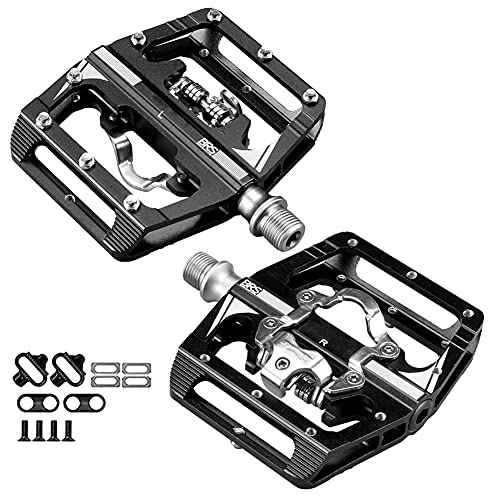 Mountain Bike Pedal : MTB Mountain Bike Pedals Compatible with Shimano SPD 9 / 16" Dual Function Platform Sealed Clipless Pedals and Cleats for Road Mountain Bike, Black