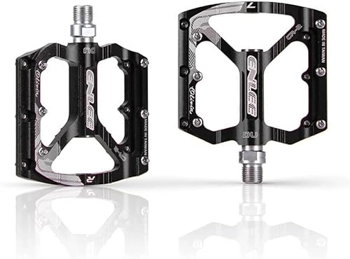 Mountain Bike Pedal : MTB Pedals, Bicycle Flat Pedals, Aluminum Antiskid Durable Bicycle Cycling Pedals, CNC Machined 9 / 16", for Road Mountain BMX MTB Bike (Three Colors) (Black)