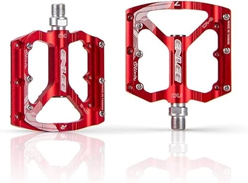 Mountain Bike Pedal : MTB Pedals, Bicycle Flat Pedals, Aluminum Antiskid Durable Bicycle Cycling Pedals, CNC Machined 9 / 16", for Road Mountain BMX MTB Bike (Three Colors) (Red)