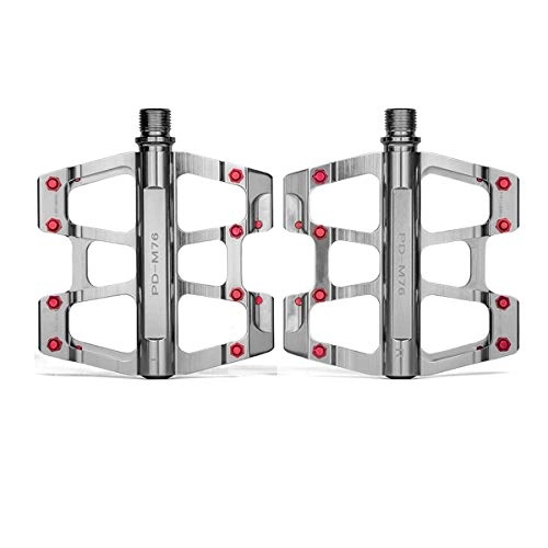 Mountain Bike Pedal : MUZIWENJU Mountain Bike Pedal / Road Bearing Pedals / Aluminum Bicycle Pedals Universal Bicycle Accessories (Color : Silver)