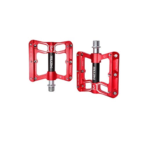 Mountain Bike Pedal : Muziwenju Mountain Bike Pedals 9 / 16 Cycling 3 Pcs Sealed Bearing Bicycle Pedals, Multiple Colour The latest style, and durable (Color : Red)