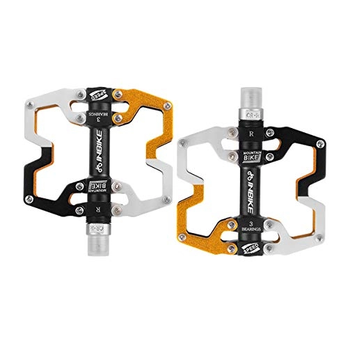 Mountain Bike Pedal : Muziwenju Mountain Bike Pedals 9 / 16 Cycling 3 Pcs Sealed Bearing Bicycle Pedals, The latest style, and durable (Color : Black orange)