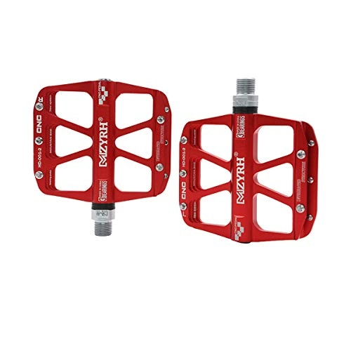 Mountain Bike Pedal : Muziwenju Mountain Bike Pedals, Ultra Strong Colorful CNC Machined 9 / 16" Cycling Sealed 3 Bearing Pedals, and durable The latest style, and durable (Color : Red)