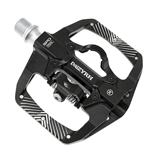 Mountain Bike Pedal : MZYRH SPD Pedal, MTB Mountain Bike Pedals Compatible with SPD Dual Function Sealed Clipless Aluminum 9 / 16" Bicycle Flat Platform with Cleats for Road, MTB (Black)