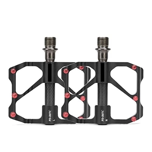 Mountain Bike Pedal : New Bicycle Pedal M86C R87C Carbon Fiber Bearing Pedal Mountain Bike 3 Pedals replace (Color : PD-R87C Black)