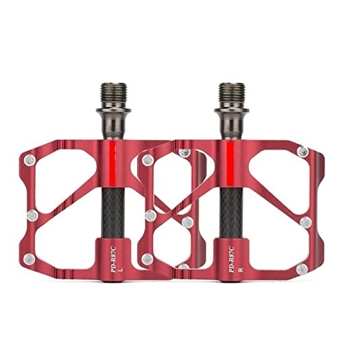 Mountain Bike Pedal : New Bicycle Pedal M86C R87C Carbon Fiber Bearing Pedal Mountain Bike 3 Pedals replace (Color : PD-R87C Red)