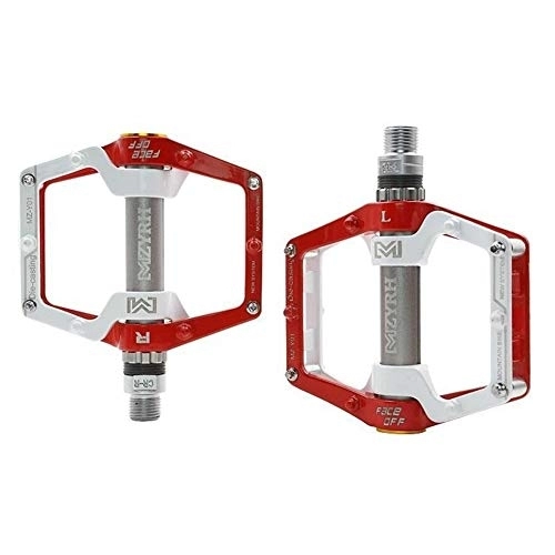 Mountain Bike Pedal : NGHSDO Bicycles Pedals Bicycle Pedal MTB Mountain Bike Pedals Aluminum Alloy CNC Bike Footrest Big Flat Ultralight Cycling Pedals On For Outdoor Sports 88 (Color : Red White)
