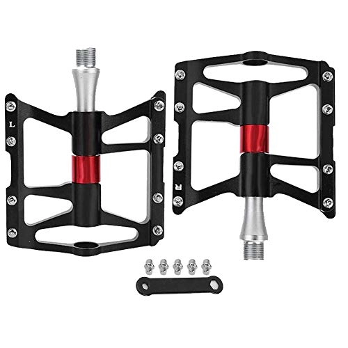 Mountain Bike Pedal : Nikou Bike Pedal - 1 Pair Aluminum Alloy Hollow Mountain Road Bike Pedals Lightweight Bicycle Replacement Parts not oxidize(Black)