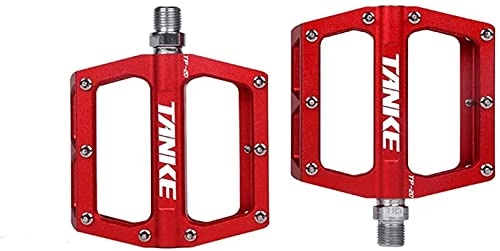 Mountain Bike Pedal : NKTJFUR Bike Pedals Oil Slick Mountain Bicycle Pedals MTB Platform Aluminum Road Bike Pedals Bearing Anti-Silp Folding Bike Pedals Bicycle Parts (Color : Red)