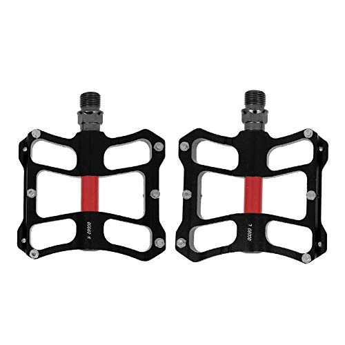 Mountain Bike Pedal : Nologo Aluprey 1 Pair Anti-skid Aluminum Alloy Mountain Bike Road Bicycle Lightweight Pedals (Red Black)