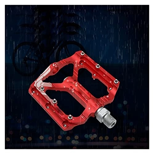 Mountain Bike Pedal : NOPHAT Bicycle Pedal CNC Aluminum Alloy Flat Bike Platform Pedal Light Non-slip Mtb Pedal Mountain Bike Riding Pedal (Color : Red)