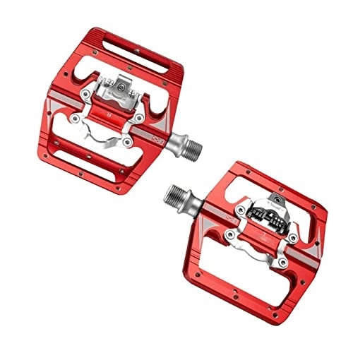 Mountain Bike Pedal : NOPHAT Pedal For Bike Clips Automatic Pedal Platform Mountain Bike Hybrid Pedal Dual Function (Color : Red)
