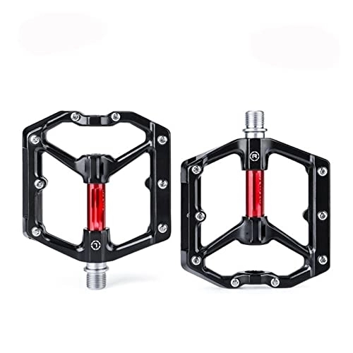 Mountain Bike Pedal : NOPHAT Pedals Bicycle Aluminum Pedal Mountain Urban BMX Road Parts Sealed Bearing Flat Platform All-round Pedals Bike Accessories (Color : Black red)