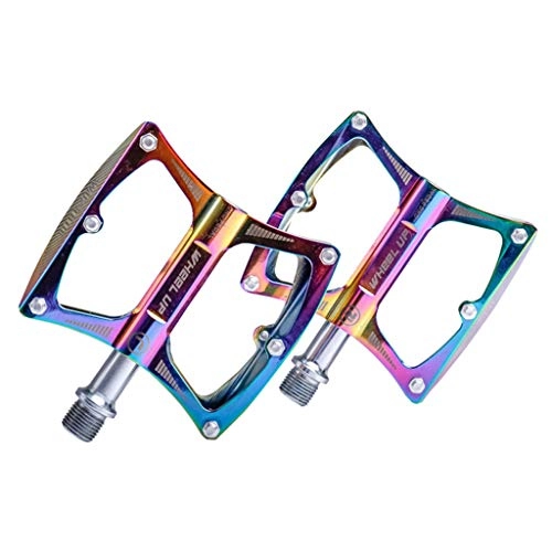 Mountain Bike Pedal : Ocobudbxw 2 Pcs Universal Colorful Alloy Bearing Non-slip Bicycle Pedal Strong MTB Pins