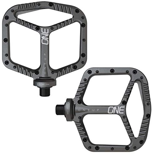 Mountain Bike Pedal : OneUp Components Flat AL Aluminium MTB Pedals - Green / Lightweight Metal Alloy Mountain Biking Bike Trail Off Road Pin Dirt Jump Enduro Cycling Cycle Downhill Grip Riding Ride Platform Part 9 / 16