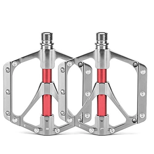 Mountain Bike Pedal : Peggy Gu Mountain Bike Titanium Alloy Bearing Pedals Lightweight Treading Palin Riding Ankle Light Weight and Thin Platform (Color : Silver)