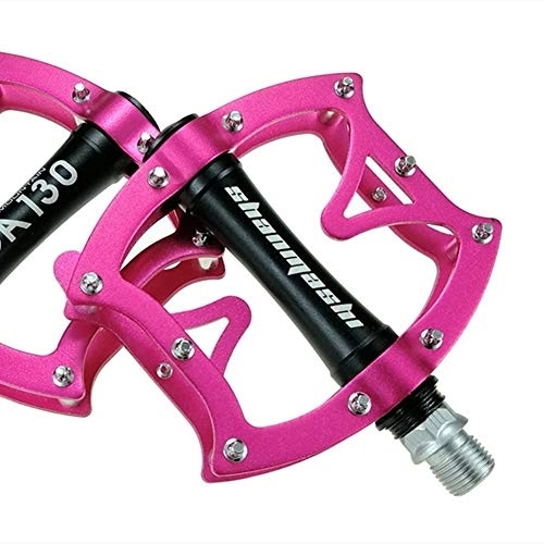 Mountain Bike Pedal : Platform Bike Pedals Double Mountain Bicycle Pedals Cycling Flat Pedals Pedals (Color : Pink, Size : One size)