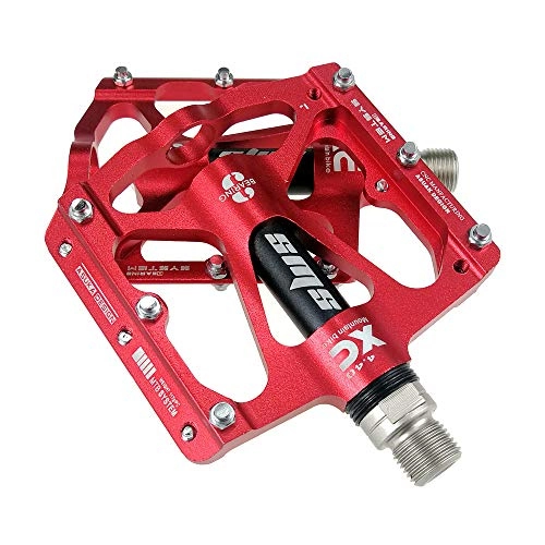Mountain Bike Pedal : PN-Braes Bicycle Pedal Outdoor Fashion Mountain Bike Pedals 1 Pair Aluminum Alloy Antiskid Durable Bike Pedals Surface For Road BMX MTB Bike 5 Colors (SMS-4.40) Durable Pedal (Color : Red)