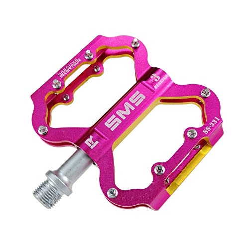 Mountain Bike Pedal : PN-Braes Bicycle Pedal Outdoor Fashion Mountain Bike Pedals 1 Pair Aluminum Alloy Antiskid Durable Bike Pedals Surface For Road BMX MTB Bike 6 Colors (SS331) Durable Pedal (Color : Pink)