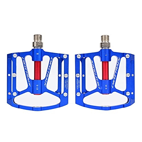 Mountain Bike Pedal : Qhome 1 Pair Mountain Bike Pedals, Ultralight Bicycle Pedal Anti-slip MTB Bike Pedal, Aluminum Alloy CNC Machined 3 Bearing Anodizing Bicycle Pedals Riding Accessories for BMX / Road Bicycle (Blue)