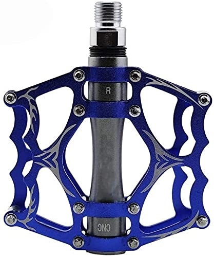 Mountain Bike Pedal : QIANMEI wide pedals Mountain bike pedals|Aluminum Alloy Non-slip Universal Bicycle Platform Pedals with Chrome Molybdenum Steel Sealed Bearings (Color : Blue)