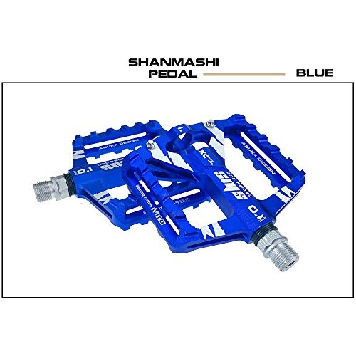 Mountain Bike Pedal : Qichengdian Bicycle pedal Mountain Bike Pedal 1 Pair Of Aluminum Alloy Non-slip Durable Pedal Surface Road 6 Colors Mountain bike pedal (Color : Blue)