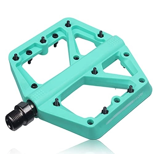 Mountain Bike Pedal : QinWenYan Bike Pedals Bike Nylom Pedal Seal Bearings Flat Mountain Bicycle Pedals Road Platform Pedal Parts for Cycling (Color : Green, Size : 11.2x11.5x1.25cm)