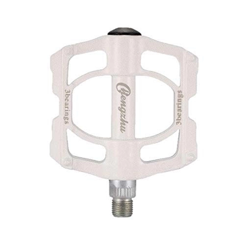 Mountain Bike Pedal : QiWang A pair of aluminum alloy bicycle pedals， mountain bike pedal bicycle pedal anti-skid pedal modified accessories, three-bearing aluminum alloy pedal (White)