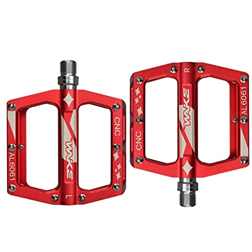 Mountain Bike Pedal : QQY MTB Pedals 9 / 16? With 16pcs Anti-Slip Pins, Attabike Mountain Bike pedals Ultra Strong Colorful CNC Machined 3 Bearing, Road Bike Pedals Wide-pitch Fit With an Extra hex tool (Red)