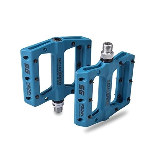 Mountain Bike Pedal : QSCTYG Bike Pedals Mountain Bike Pedal MTB Pedals Bicycle Flat Pedals Nylon Fiber MTB Cycling Anti-skid Foot Pedal Sports Accessories bicycle pedal (Color : Blue)