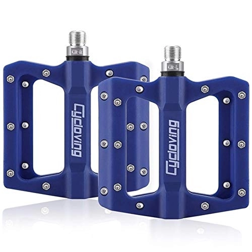 Mountain Bike Pedal : QSCTYG Bike Pedals Pedal Bicycle Pedals 3 Sealed Bearing Nylon Anti-slip Cycle Ultralight Cycling Mountain MTB Bike Accessory bicycle pedal (Color : Blue)