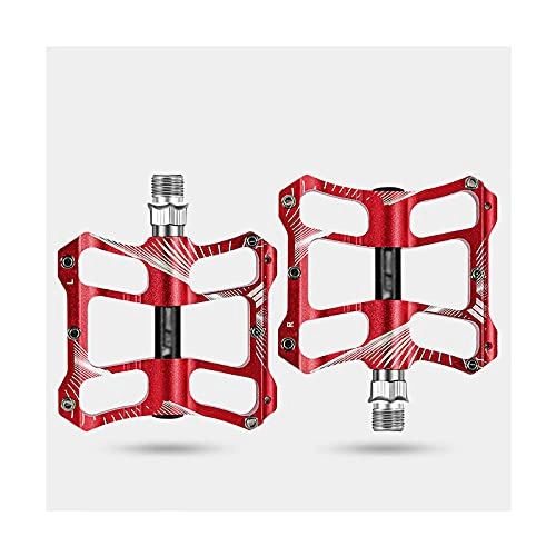 Mountain Bike Pedal : QSMGRBGZ Bicycle Pedals, Aluminum alloy pedal bike accessories, Non-Slip MTB Pedals chrome molybdenum steel shaft(M14mm), Red