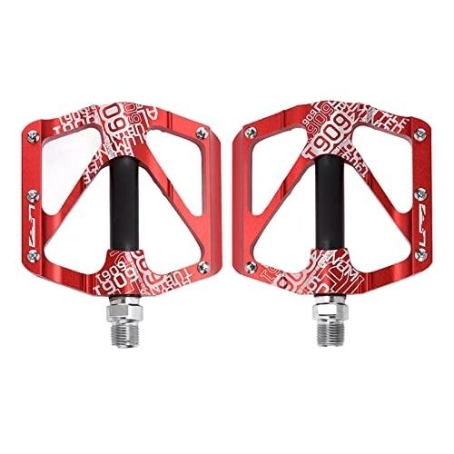 Mountain Bike Pedal : RiToEasysports 2Pcs Mountain Bike Pedal Aluminum Alloy Ultra Light Anti Slip Bicycle Bearing Pedal, with Anti Skid Nails, Hollow Design(red) Bicycles And Spare Parts