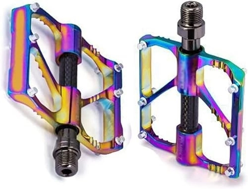 Mountain Bike Pedal : Road and mountain bike pedals, Bicycle Pedals Ultra-light All-aluminum Alloy Mountain Road Bike Pedals 3 Sealed Bearing Carbon Tube Pedals With Cleats Colorful (Color : Mountain bike pedals)