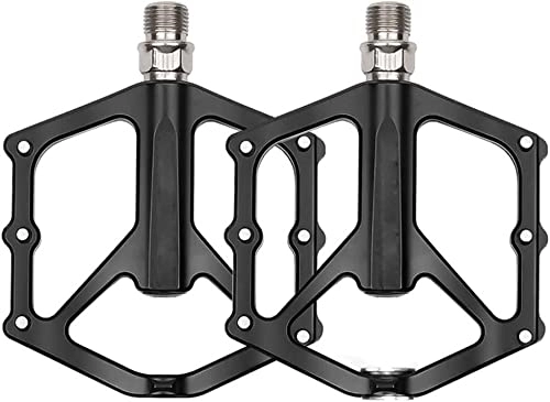 Mountain Bike Pedal : Road and mountain bike pedals, Mountain Bike Pedals Road Bike Pedals MTB Pedals Bicycle Flat Pedals Aluminum Alloy 9 / 16" Sealed Bearing Lightweight Platform Cycling Pedal Universal (Color : Black)